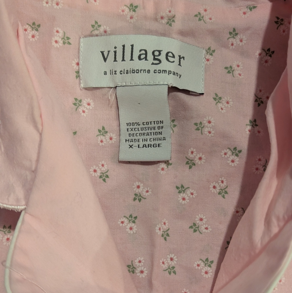 Villager by Liz Claiborne 100% Cotton Pajama Set Tank Top and Shorts Cottagecore - Picture 4 of 10